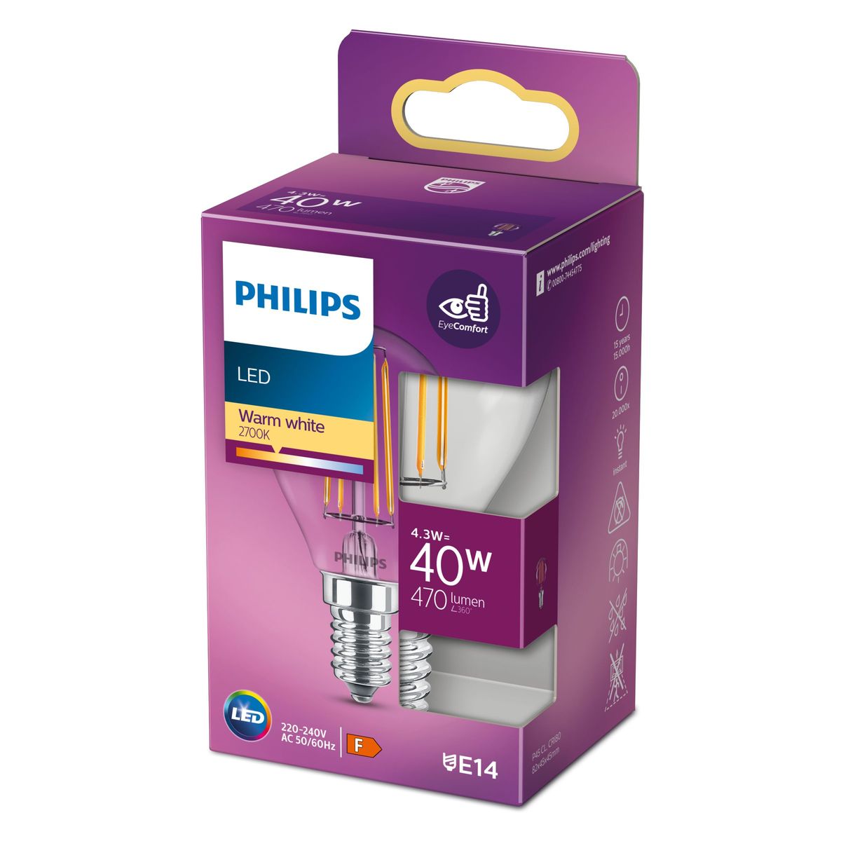 Philips - LED classic 40W P45 E14 WW CL ND RFSRT4