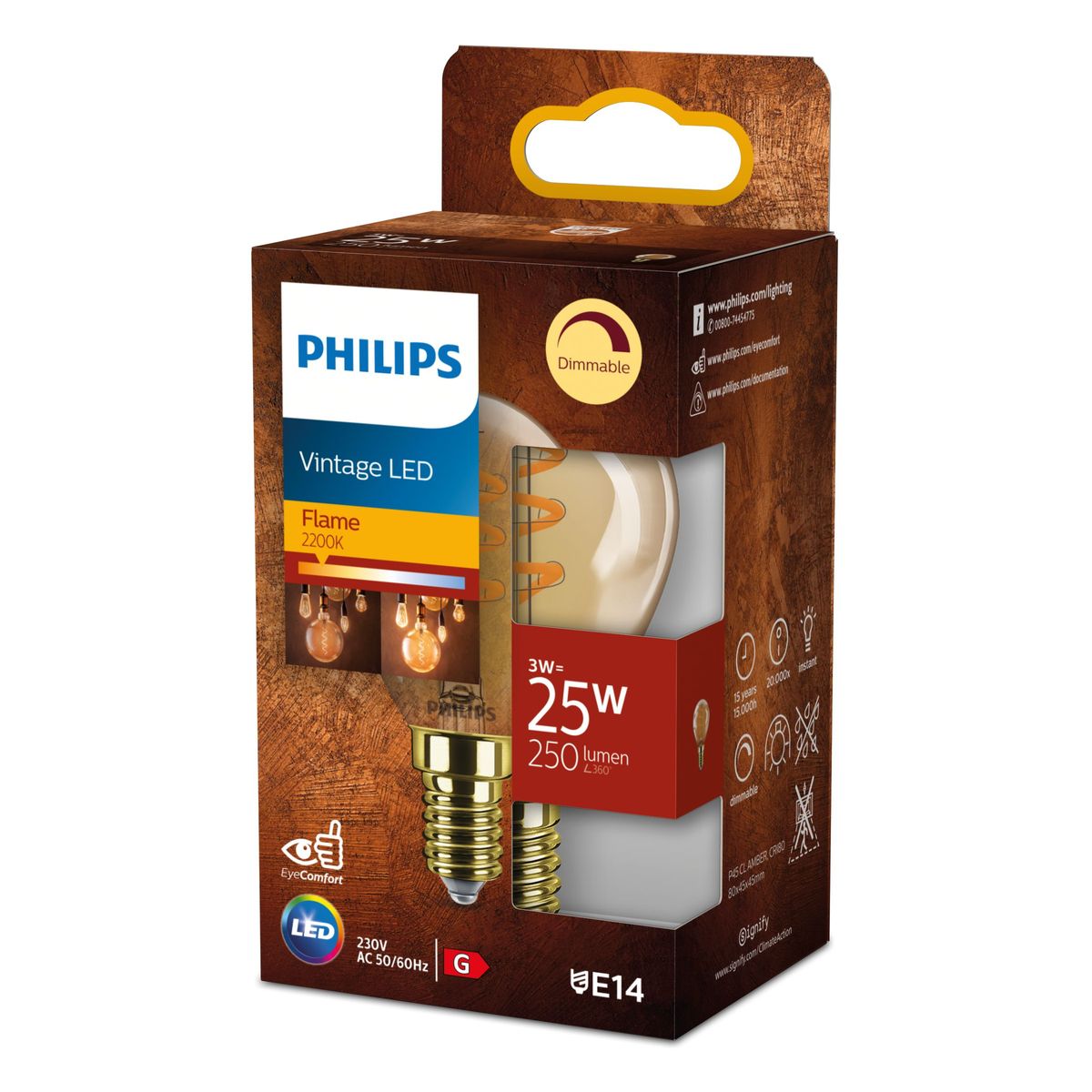 Philips - LED P45 25W 2200K E14 Amber Sp DIM 1PF