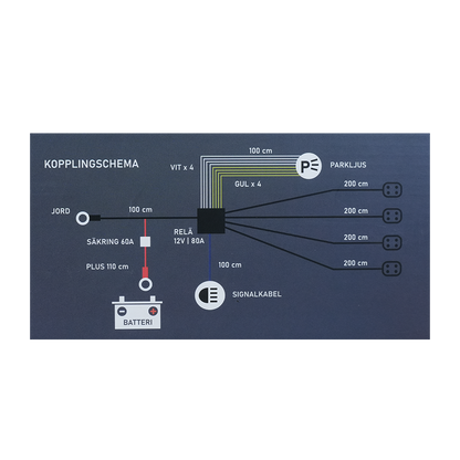 Luxtar Reläkabelsats DT-4 X4 12V 80A Relä