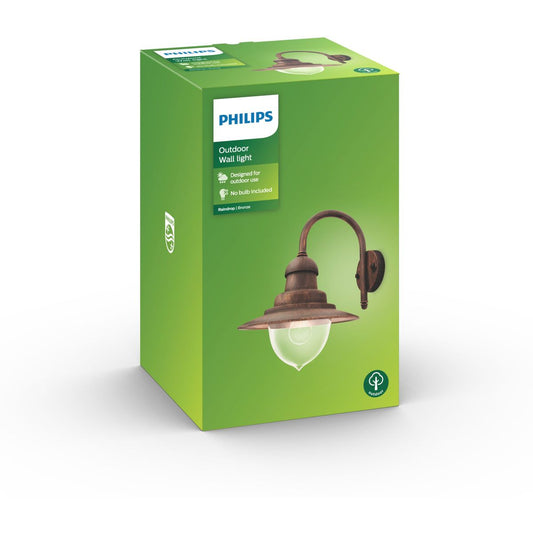 Philips - Raindrop wall lantern bronze 1x60W 230V