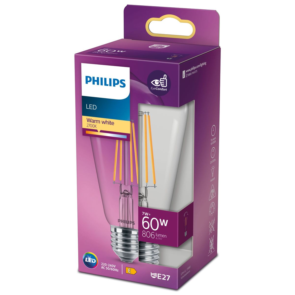 Philips - LED classic 60W ST64 E27 WW CL ND RFSRT4