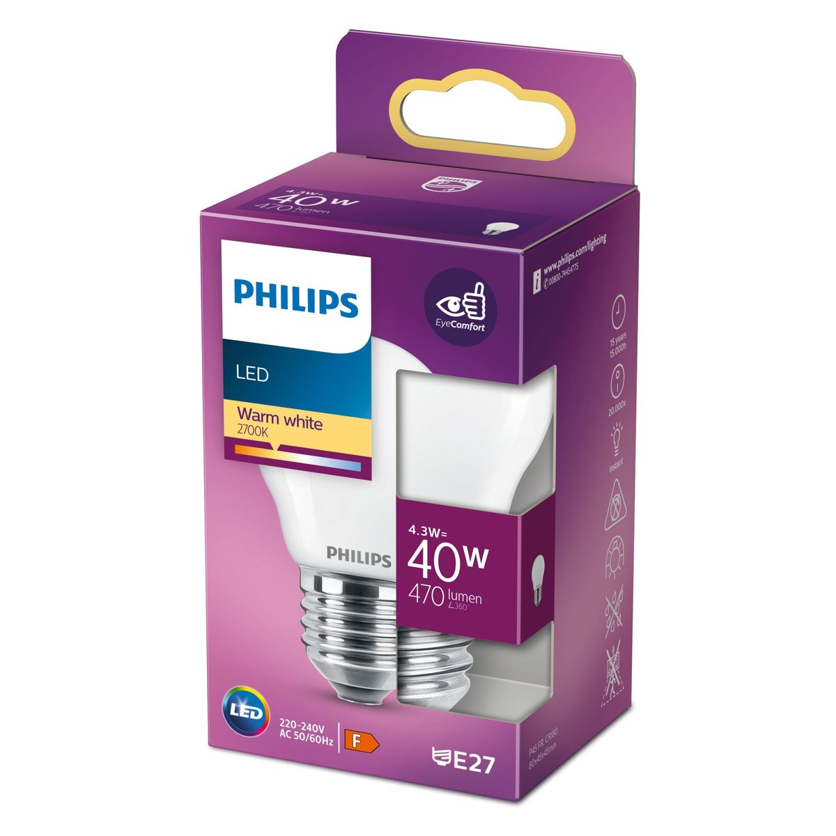 Philips - LED classic 40W P45 E27 WW FR ND RFSRT4
