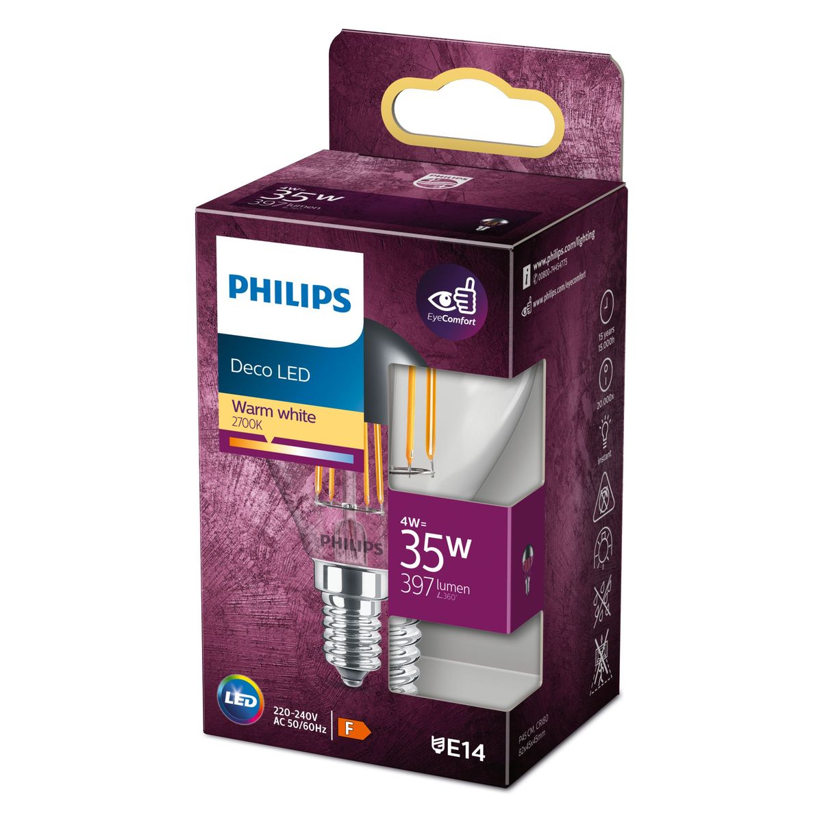 Philips - LEDClassic CM P45 35W WW E14 CL ND SRT4
