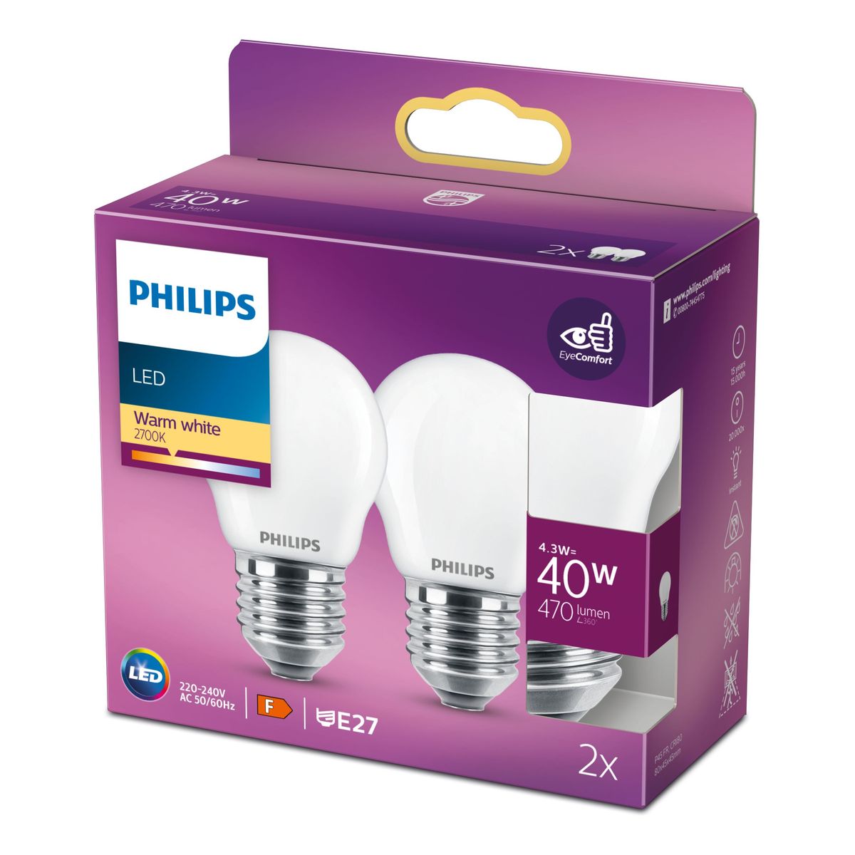 Philips - LED classic 40W P45 E27 WW FR NDRF2SRT6