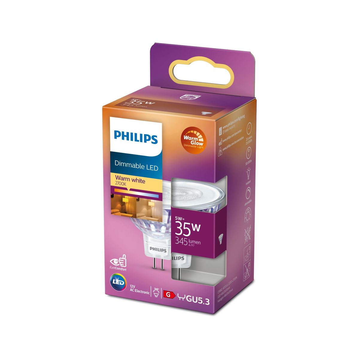 Philips - LED 35W GU5.3 WW 12V 36D WGD SRT4
