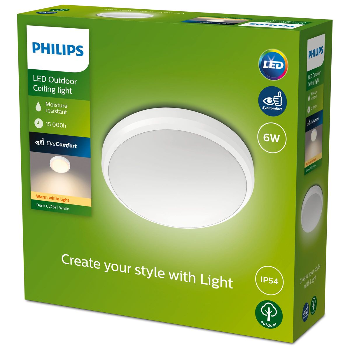 Philips - Doris Ceiling 6W 27K White IP54 HV