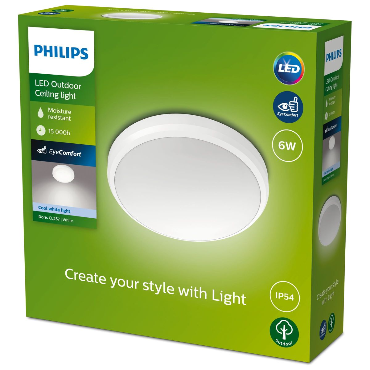 Philips - Doris Ceiling 6W 40K White IP54 HV