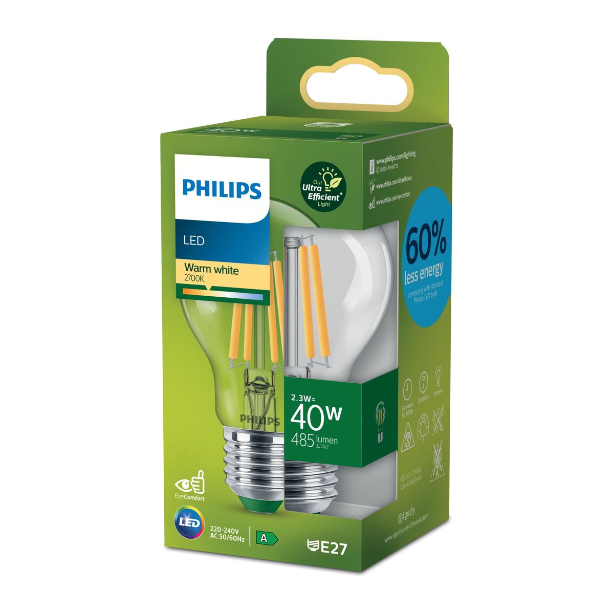 Philips - LED CLA 40W A60 E27 2700K CL UE SRT4
