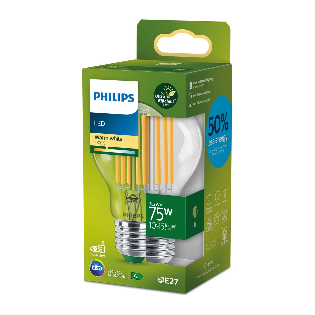 Philips - LED CLA 75W A60 E27 2700K CL UE SRT4