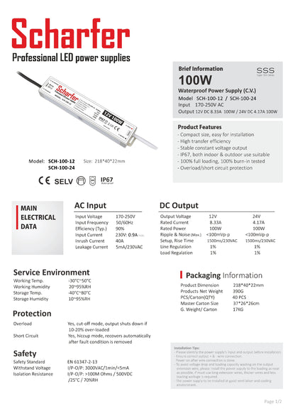 Transformator 230V AC till 24V DC 100W